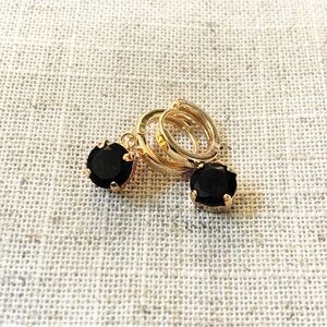 Genuine Garnet with 18K gold filled Huggie hoops.